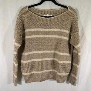 Victoria's Secret Sweater Women's Medium Brown Striped Knit Cotton Blend
